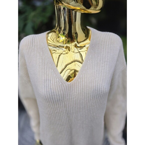 JENNI KAYNE Ivory Wool-Cashmere Oversized Rib Knit Cabin Sweater Small S - Picture 2 of 10